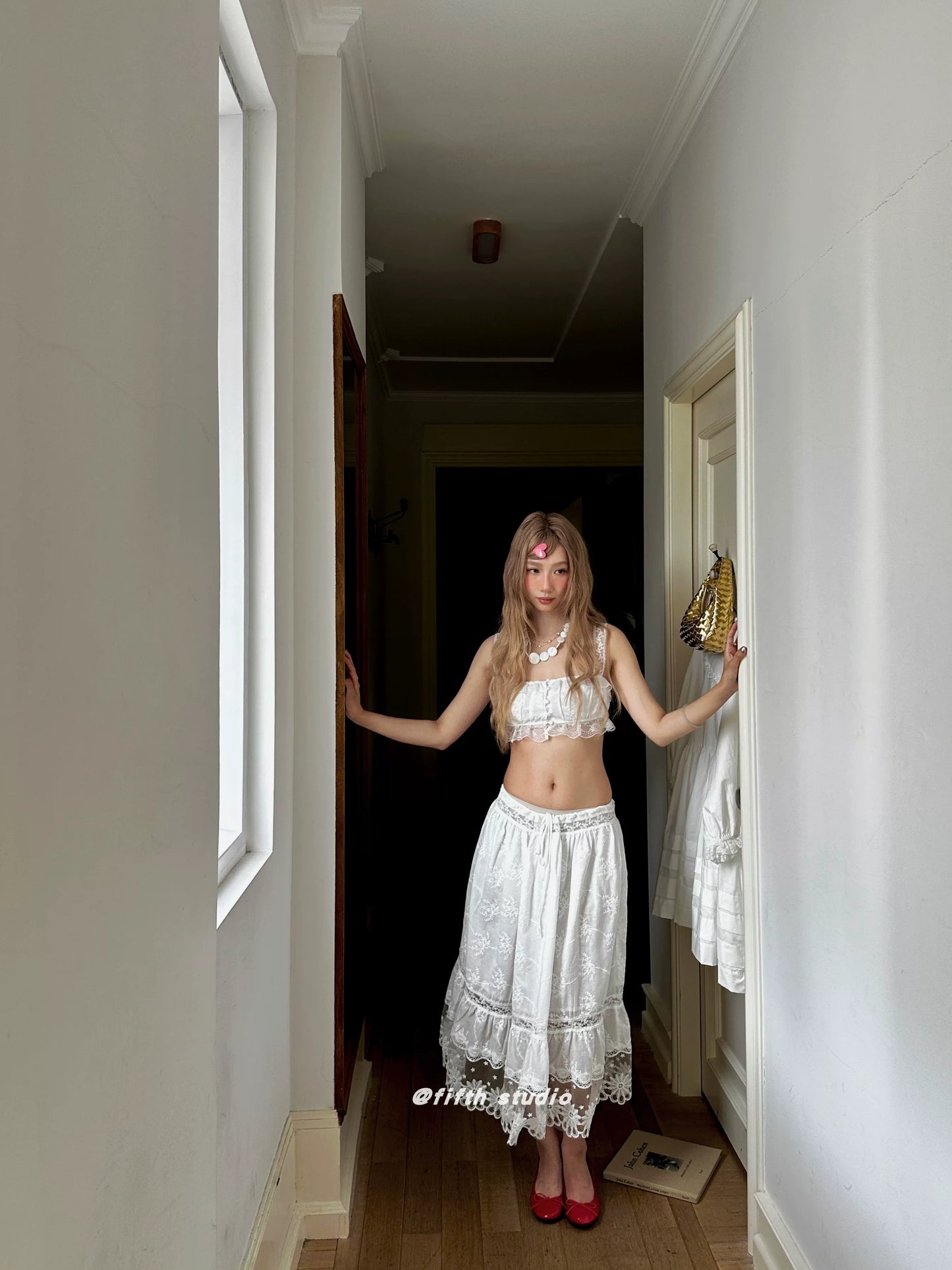 lace camisole flare skirt setup 1color 【NINE7152】