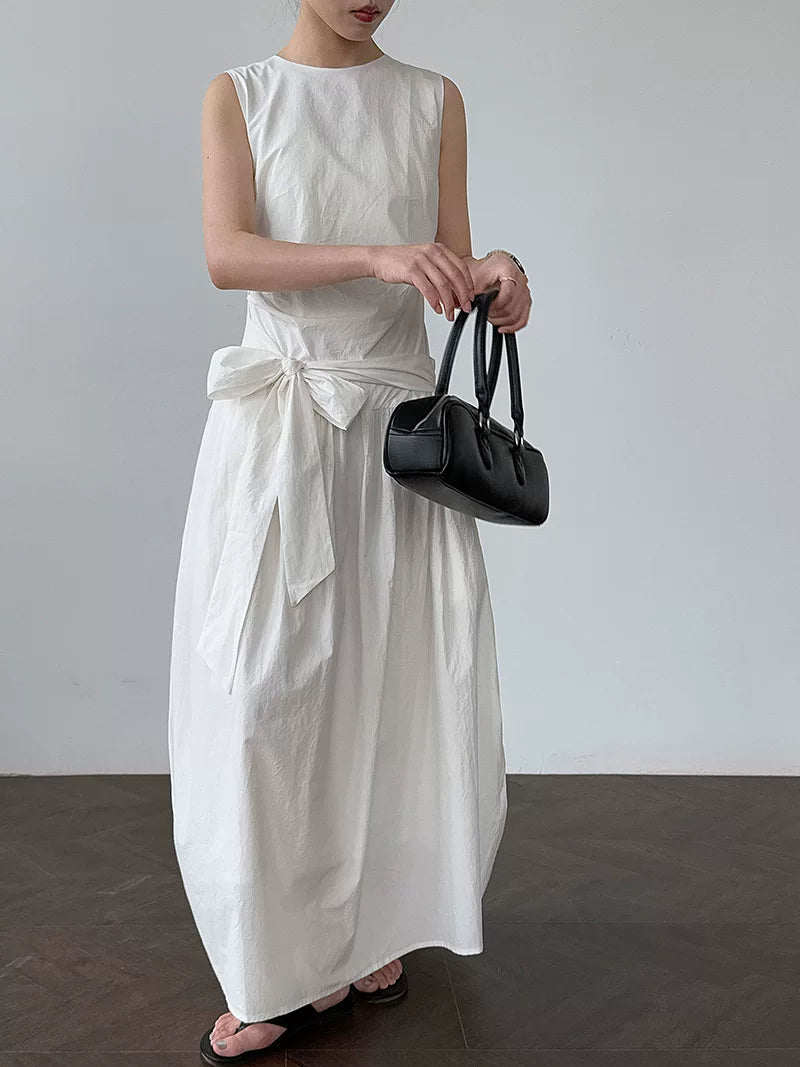 waist tie sleeveless long dress 3color 【NINE7069】