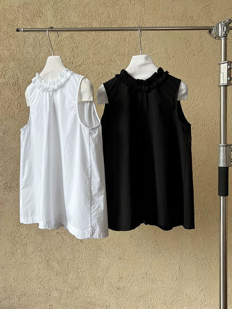 ruffle sleeveless 2way shirt 2color 【NINE7023】