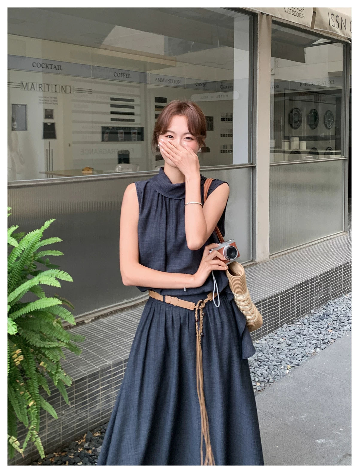 frill stand collar top setup 1color 【NINE7116】