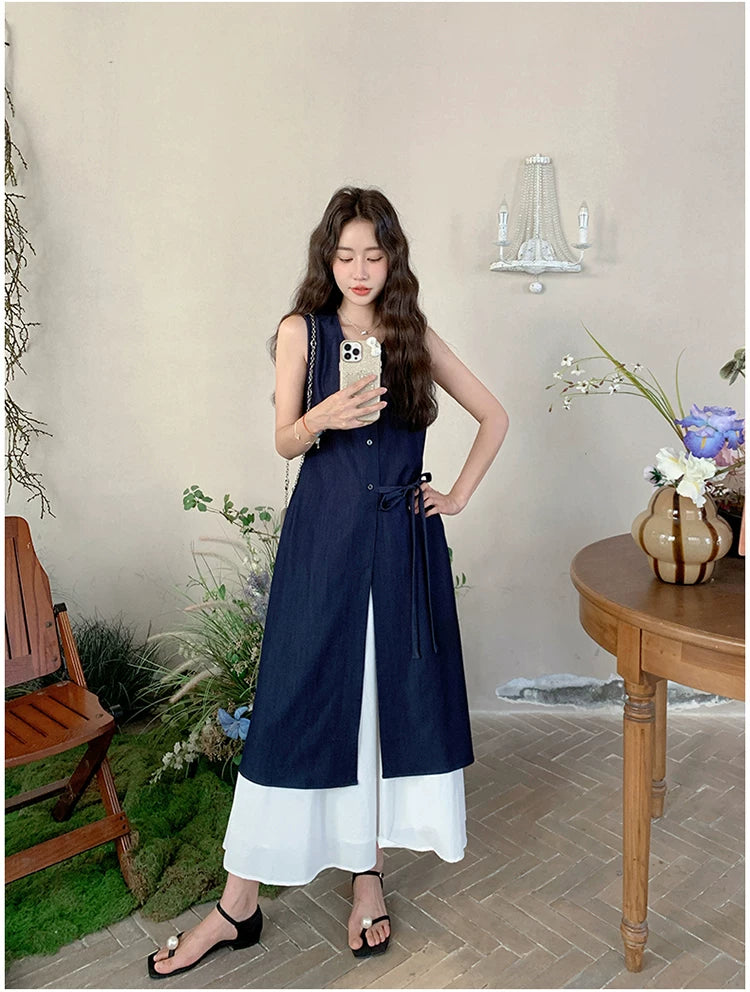 side ribbon dress skirt setup 1color 【NINE7123】