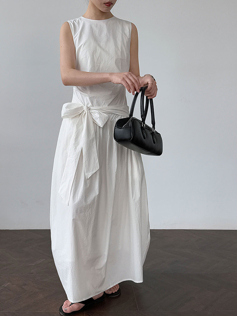 waist tie sleeveless maxi dress 3color 【NINE7237】