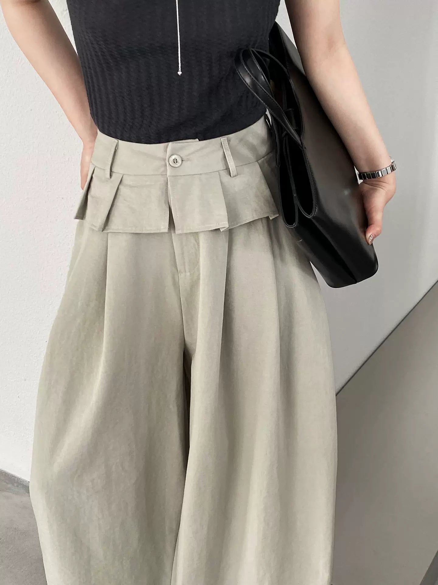 peplum waist tuck wide pants 1color 【NINE7088】