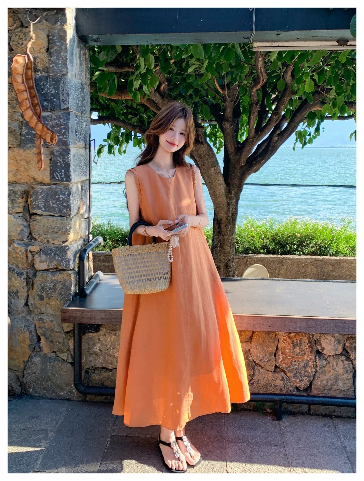 back open flare sleeveless dress 1color 【NINE7124】