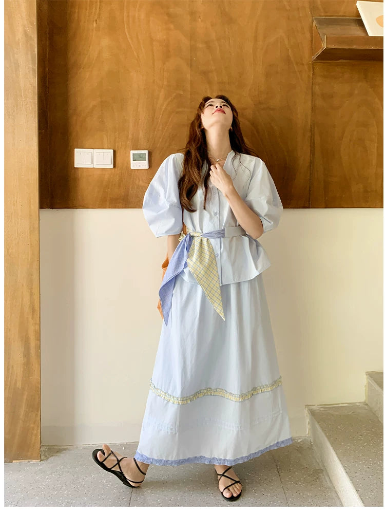 balloon sleeve skirt setup 1color 【NINE7122】