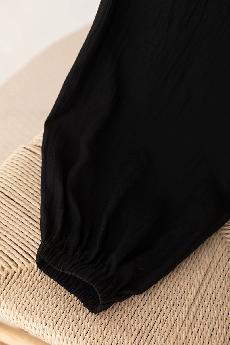 lace up tie lantern sleeve blouse 1color 【NINE7226】
