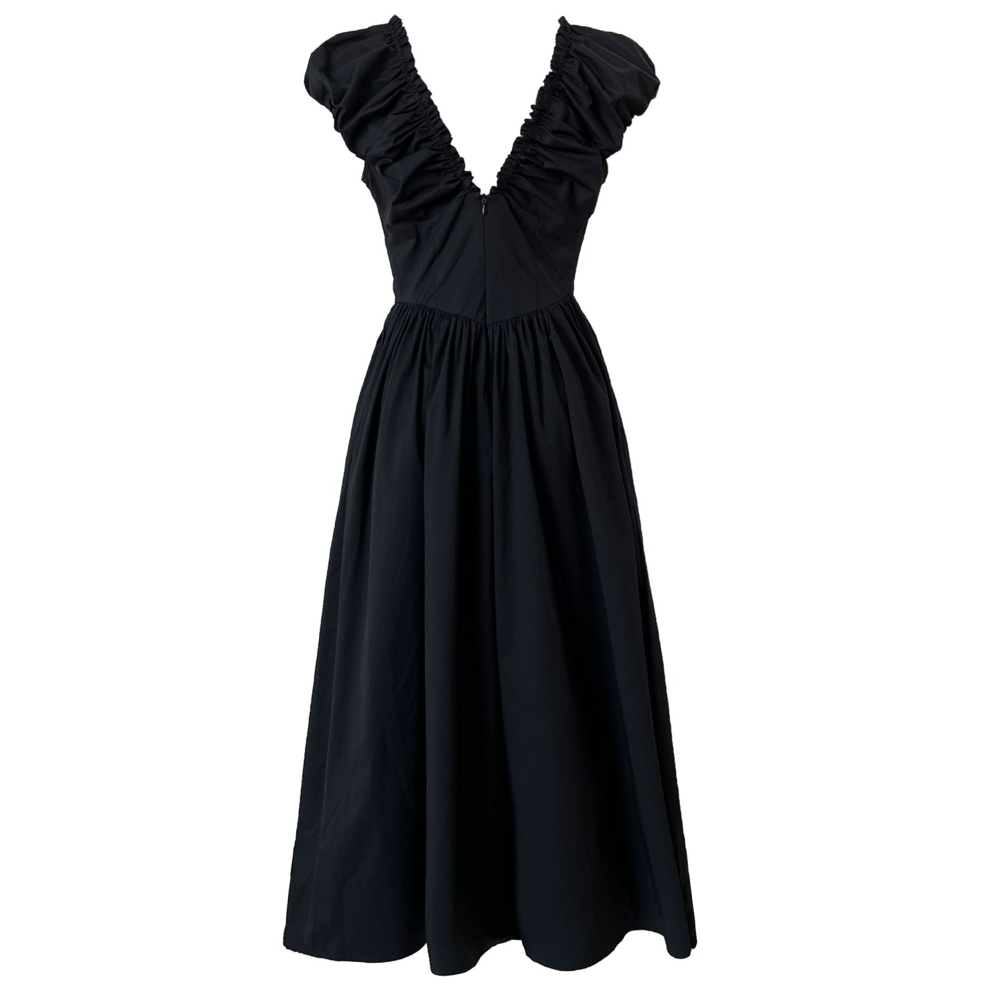 v neck gathered long dress 2color 【NINE7243】