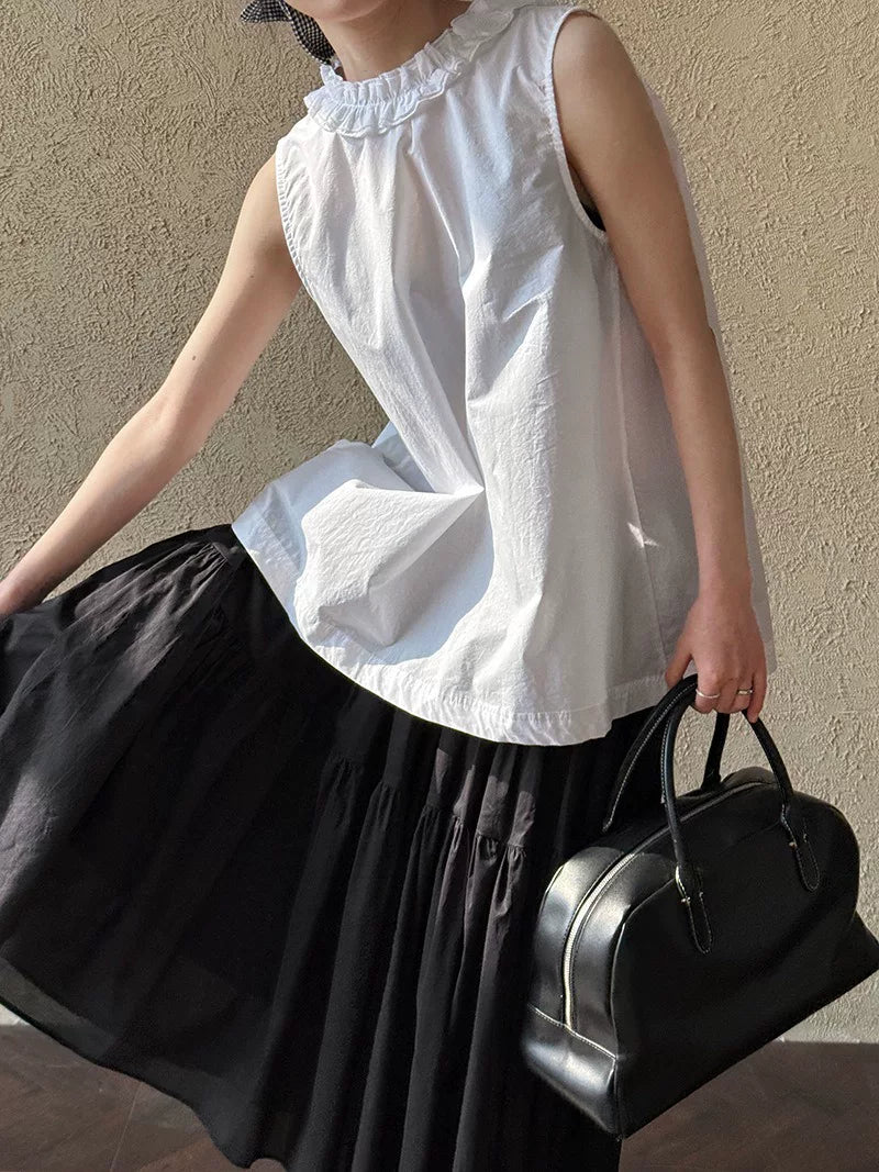 ruffle sleeveless 2way shirt 2color 【NINE7023】