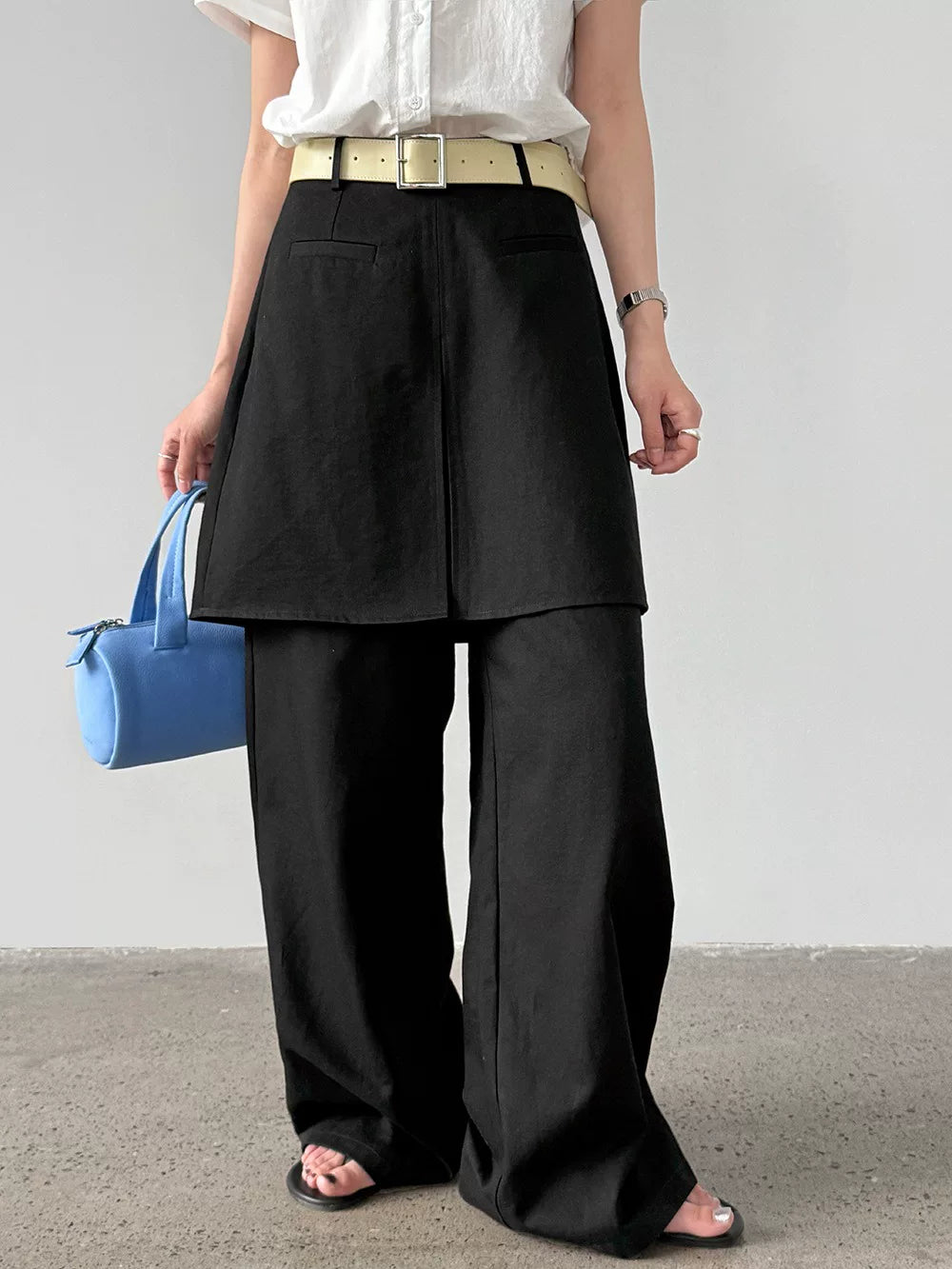 skirt layered wide straight pants 2color 【NINE7012】