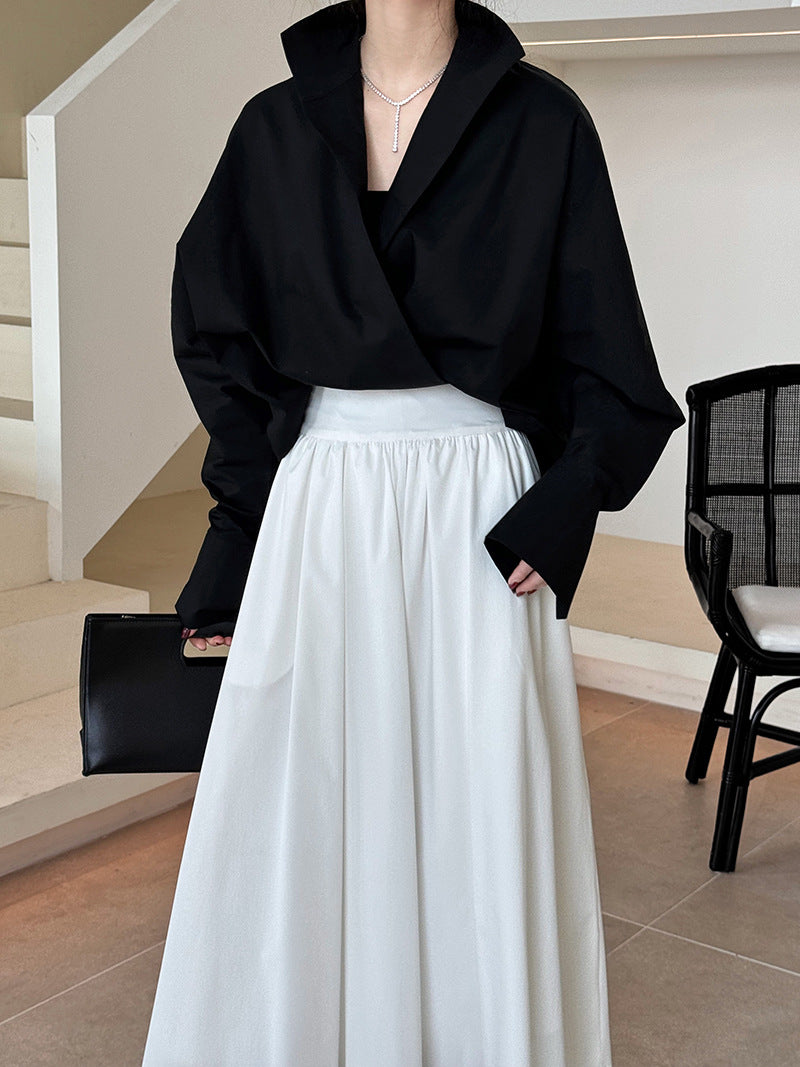 draped crossover short blouse 2color 【NINE7238】