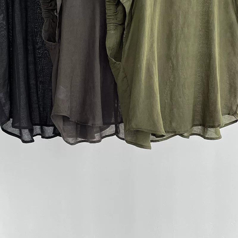 back button loose short sleeve blouse 3color 【NINE7021】