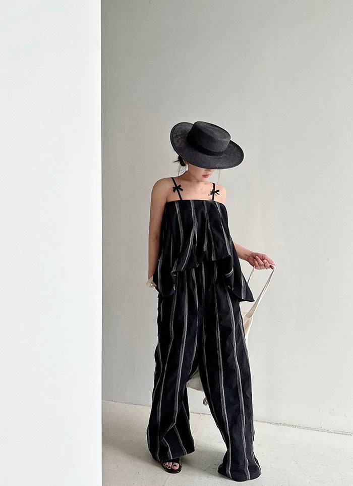 stripe  wide leg pants 1color 【NINE7043】