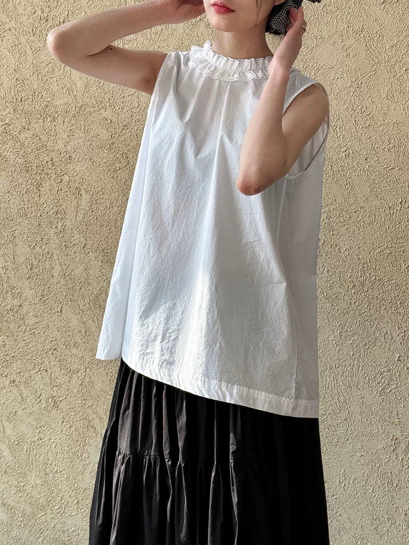 ruffle sleeveless 2way shirt 2color 【NINE7023】