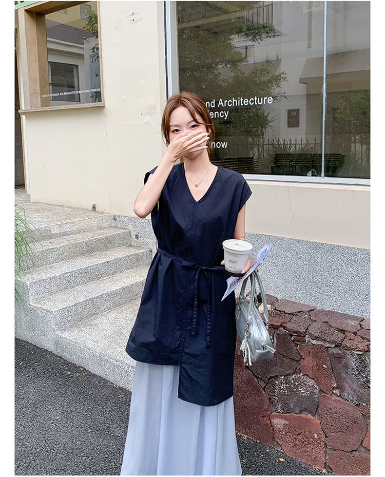 belt tunic chiffon skirt setup 1color 【NINE7134】