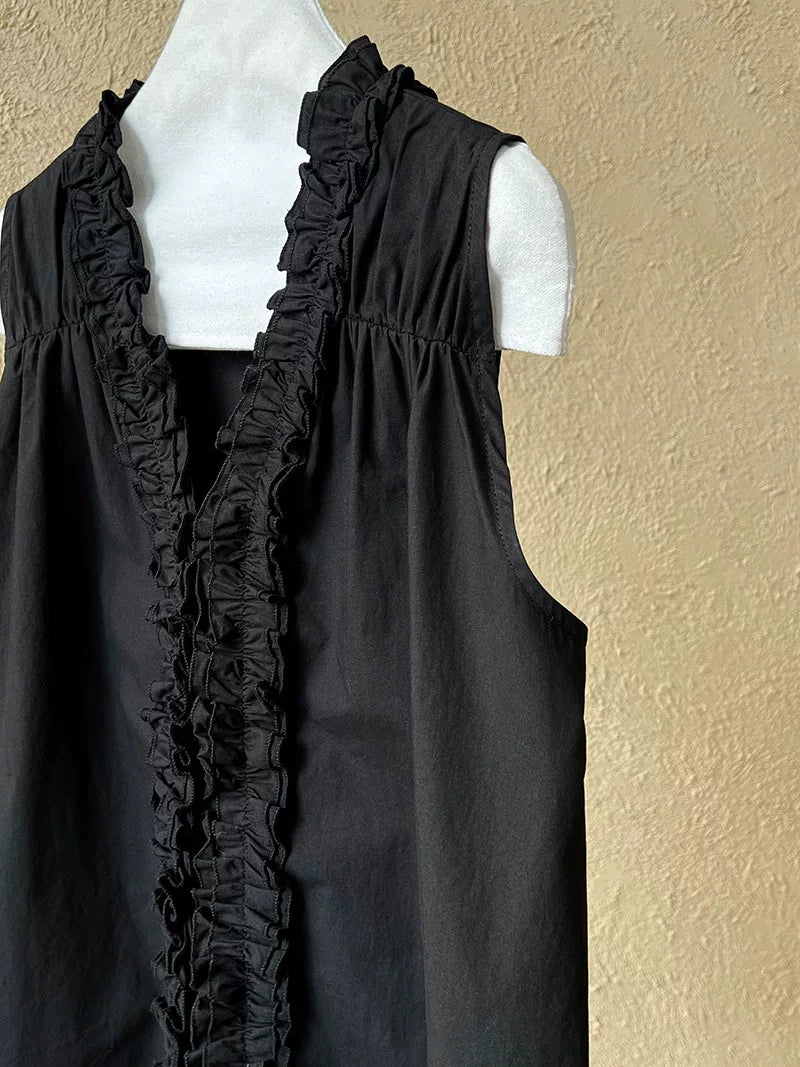 back ruffle sleeveless blouse 2color 【NINE7070】