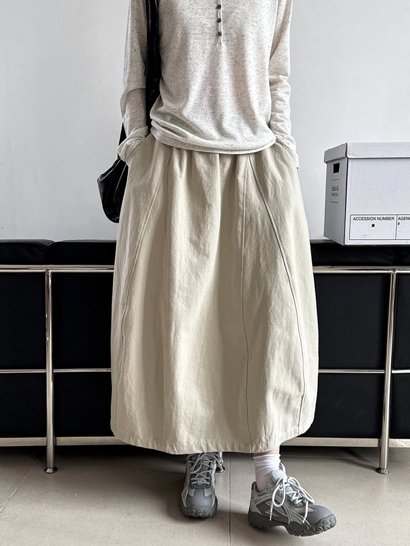 panel flare long skirt 3color 【NINE7264】