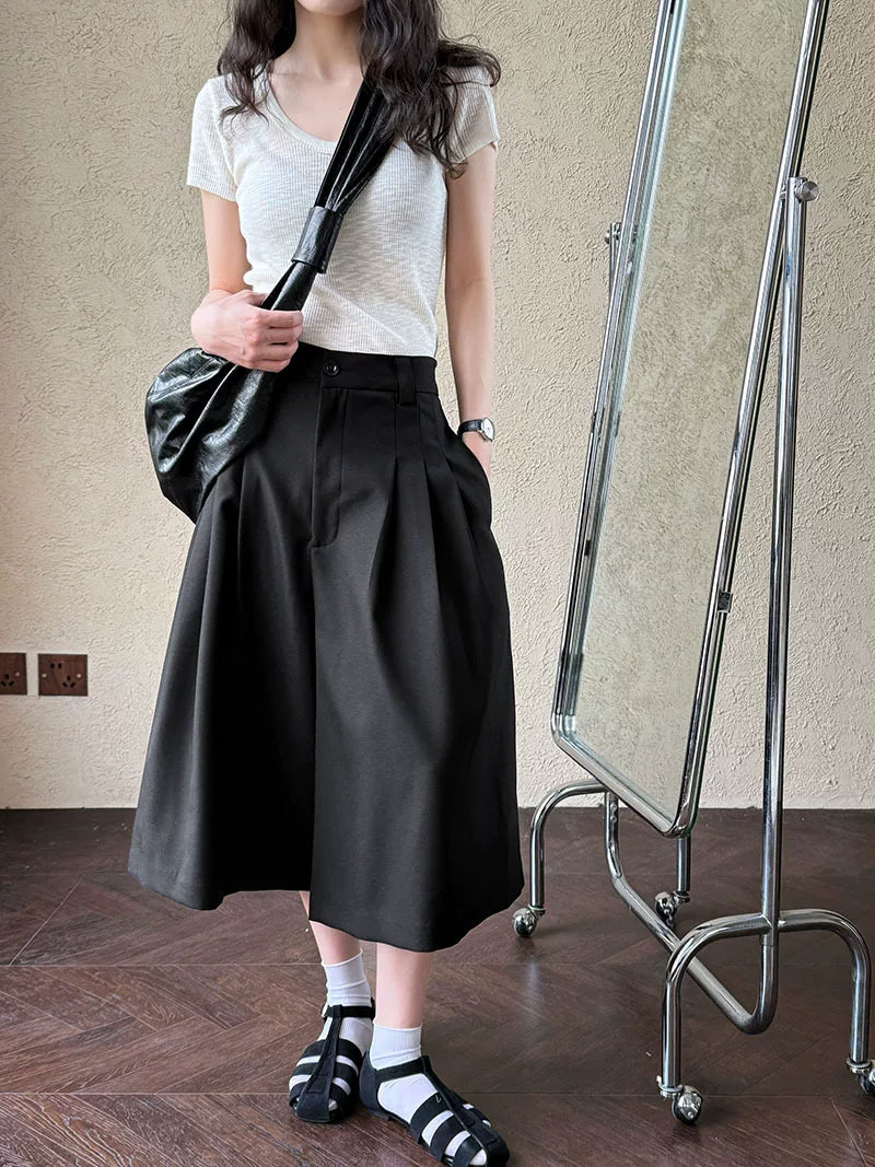 pleated wide leg pants 2color 【NINE7058】