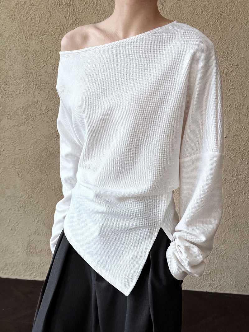 off shoulder asymmetric top 3color 【NINE7244】