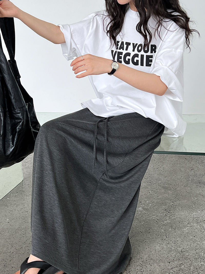 drawstring casual a line skirt 3color 【NINE7239】