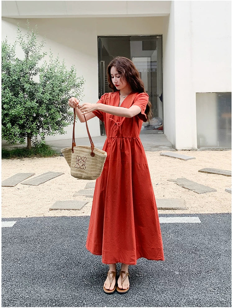 vneck aline french dress 1color 【NINE7135】