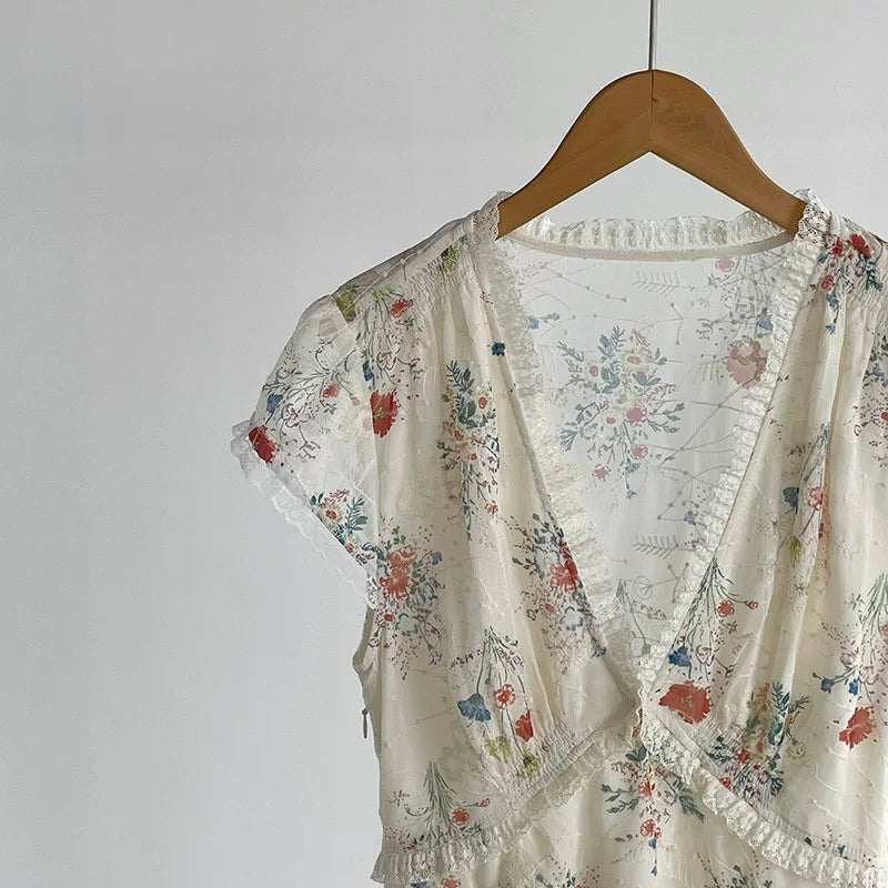 floral v neck maxi dress 1color 【NINE7068】