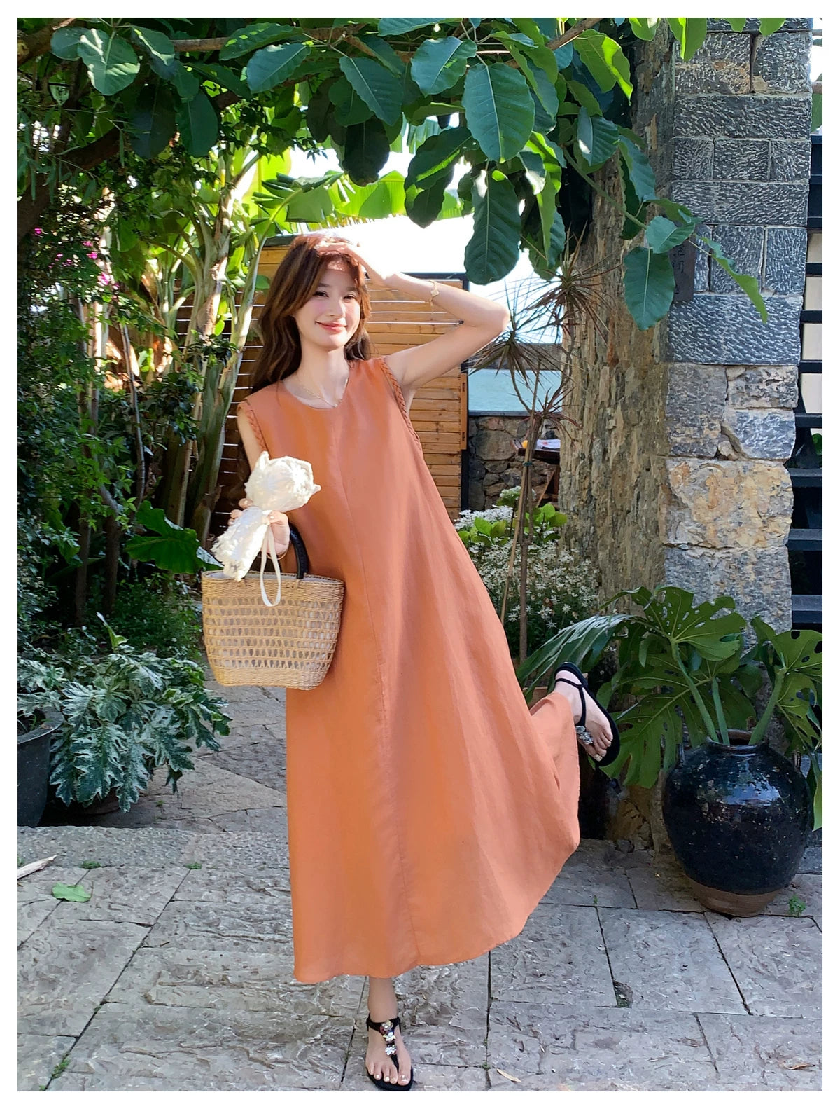 back open flare sleeveless dress 1color 【NINE7124】