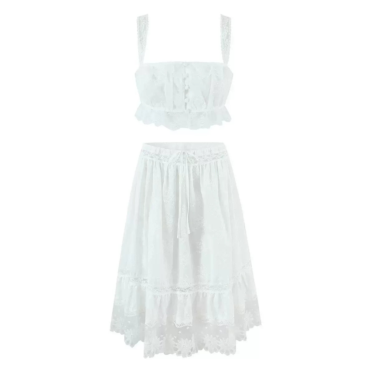 lace camisole flare skirt setup 1color 【NINE7152】