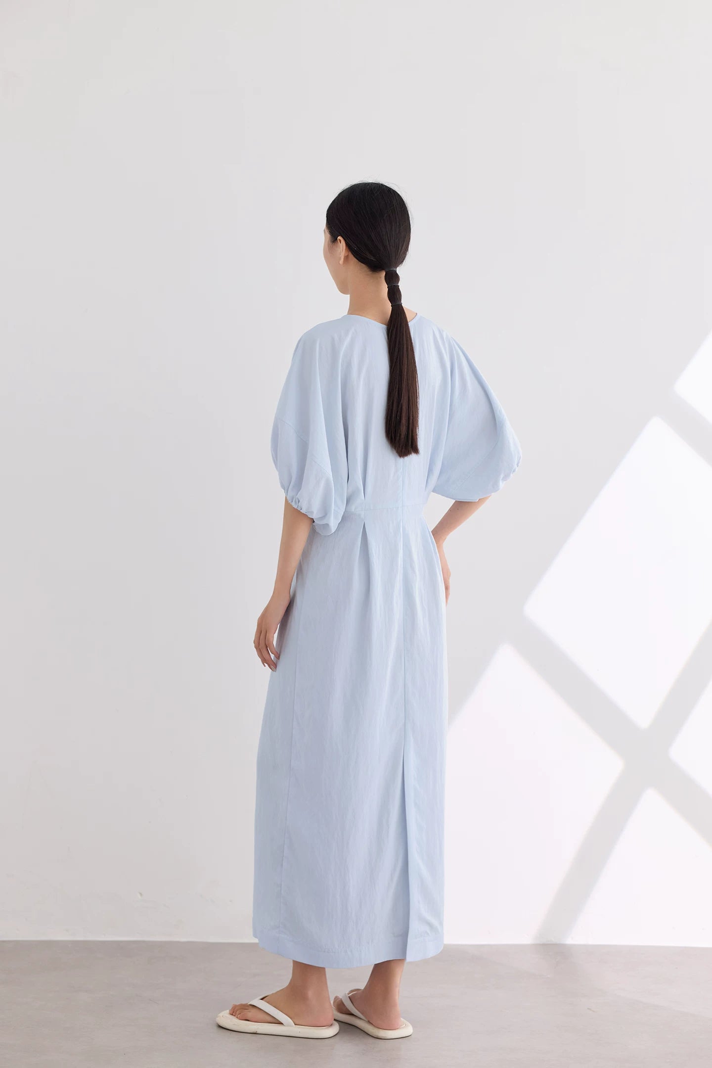 waist gathered  maxi dress 11color 【NINE7213】