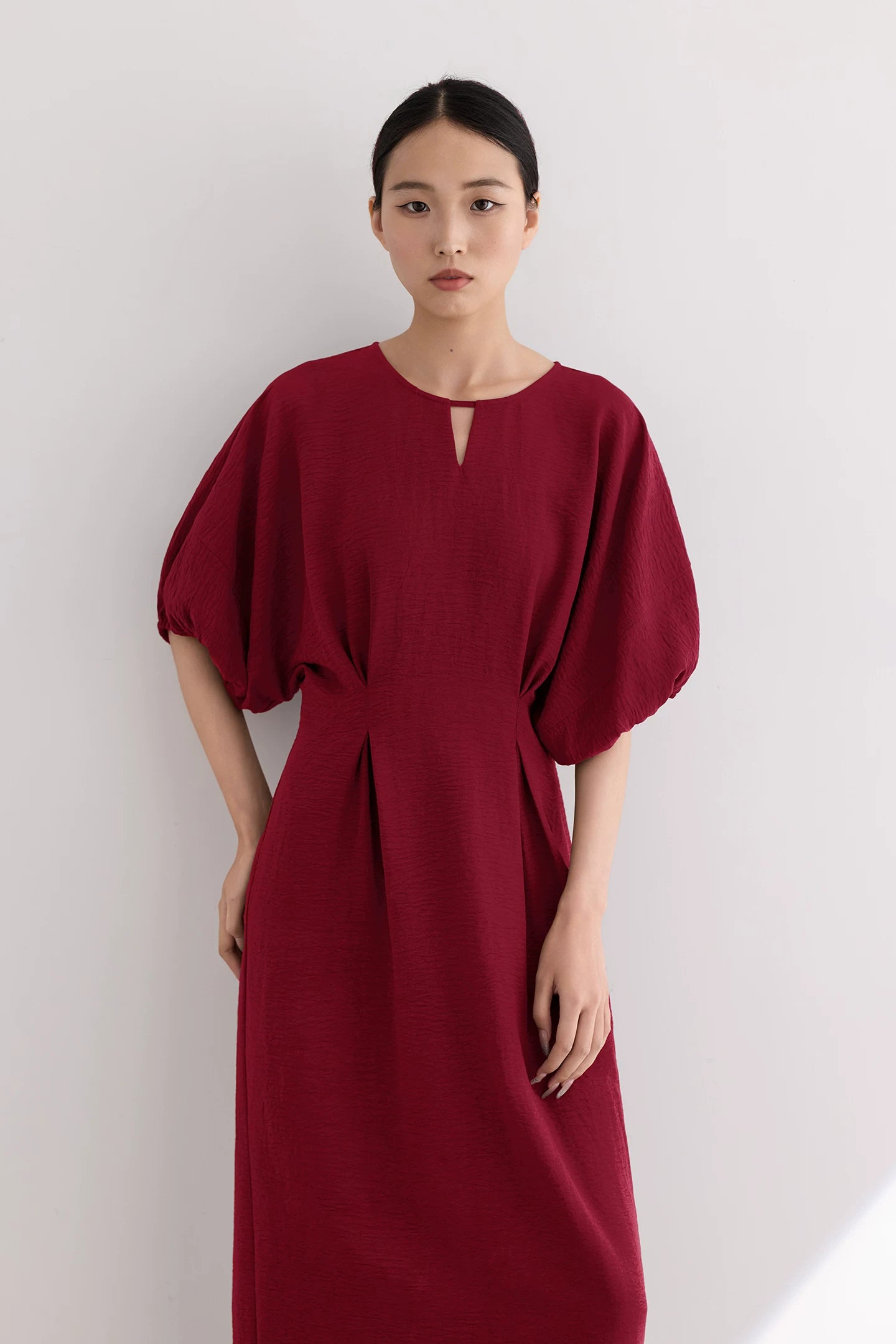 waist gathered  maxi dress 11color 【NINE7213】