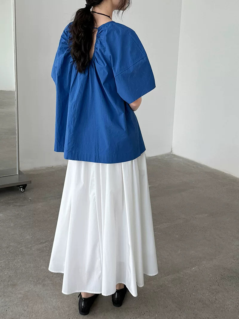 back open ribbon blouse 2color 【NINE7071】