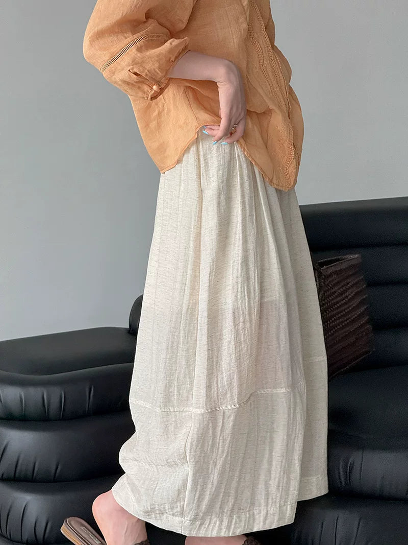 pleated balloon linen wide pants 3color 【NINE7060】