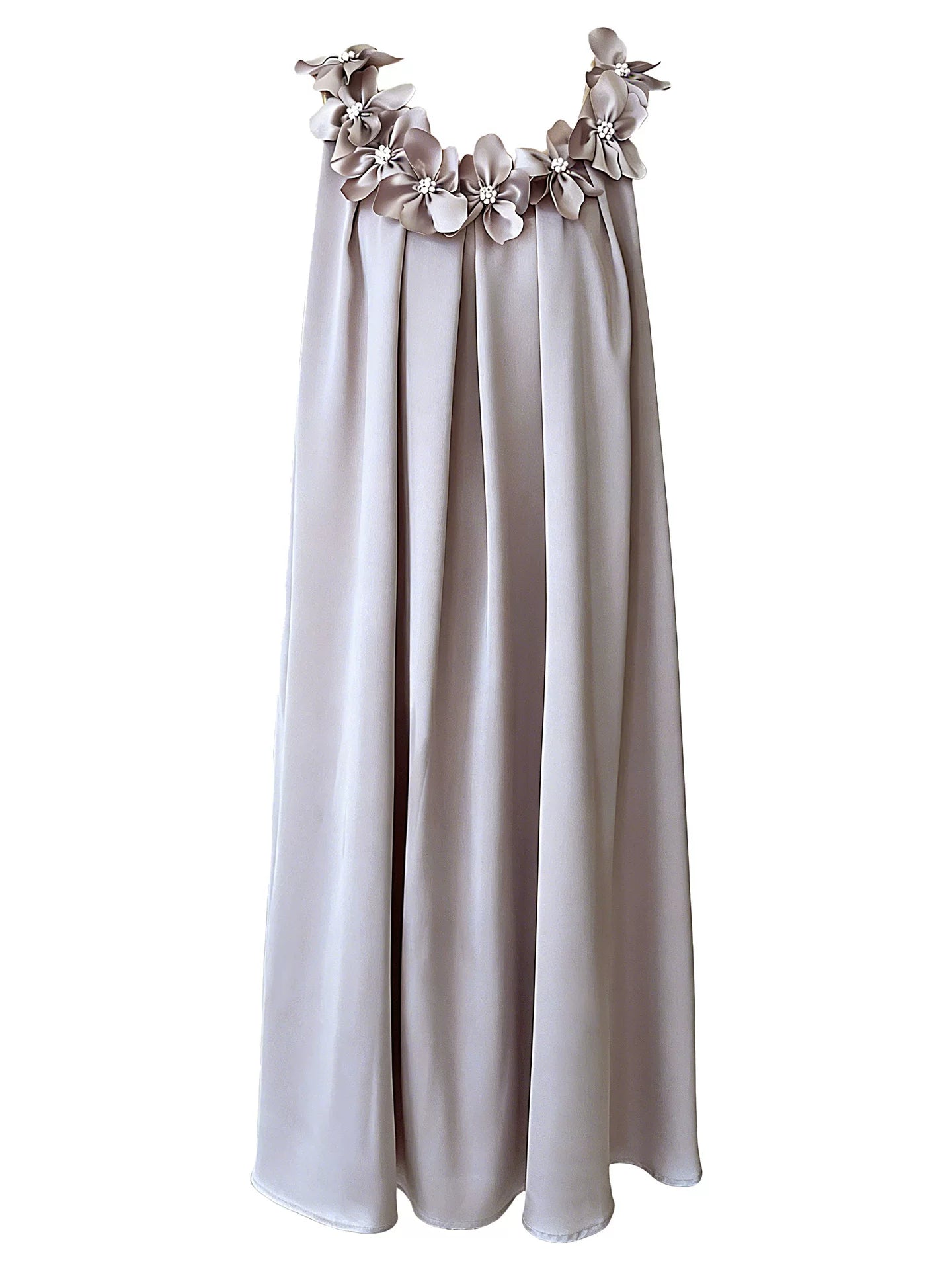 flower applique satin long dress 2color 【NINE7087】