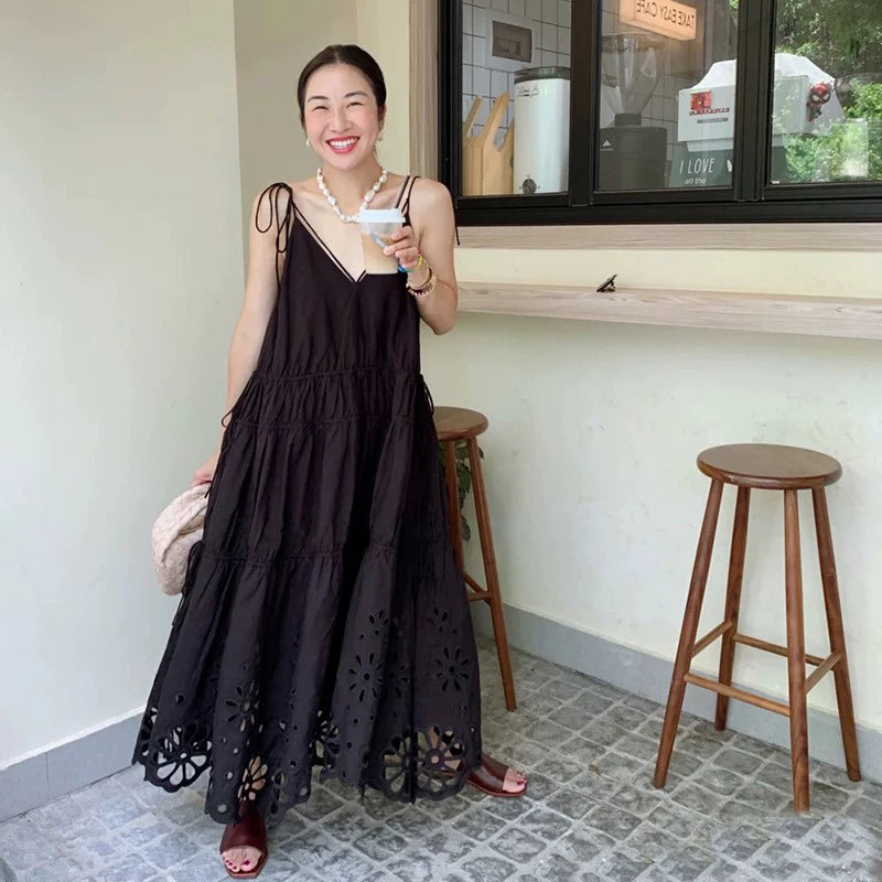 v neck lace camisole dress 1color 【NINE7026】
