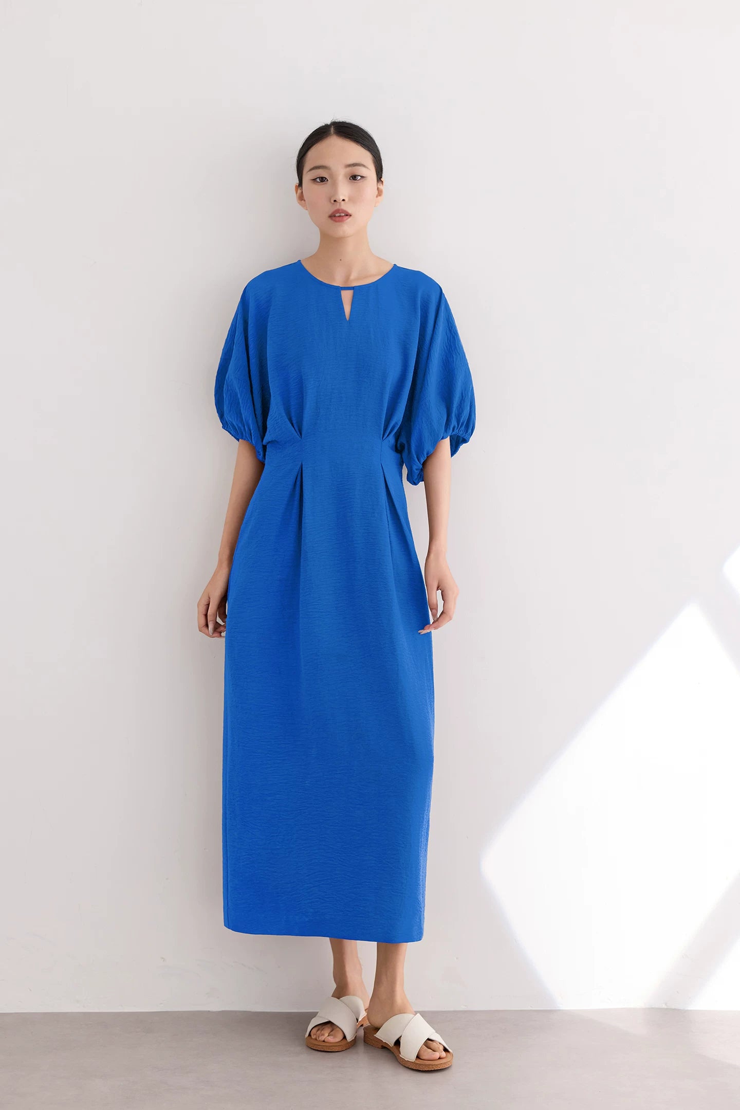 waist gathered  maxi dress 11color 【NINE7213】