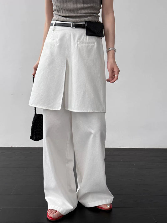 skirt layered wide straight pants 2color 【NINE7012】