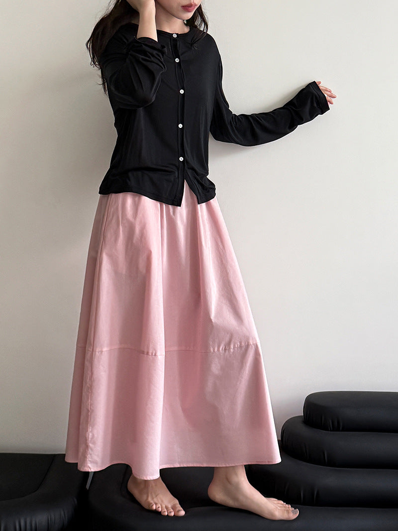 flared a line long skirt 3color 【NINE7246】