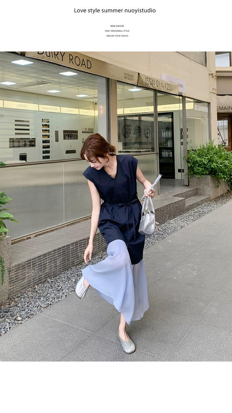 belt tunic chiffon skirt setup 1color 【NINE7134】