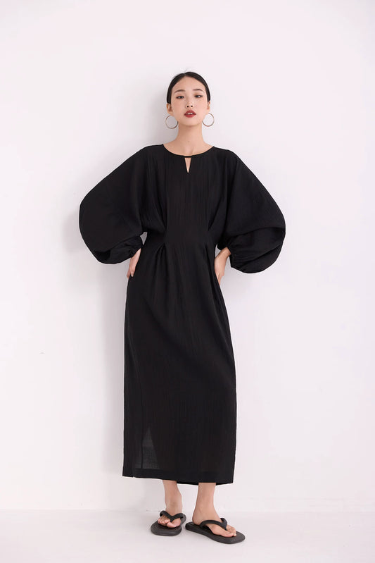 waist gathered  maxi dress 11color 【NINE7213】