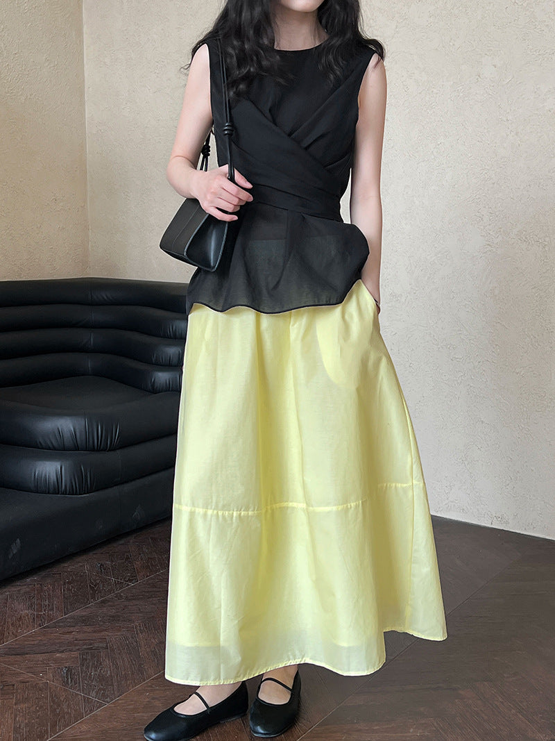 flared a line long skirt 3color 【NINE7246】