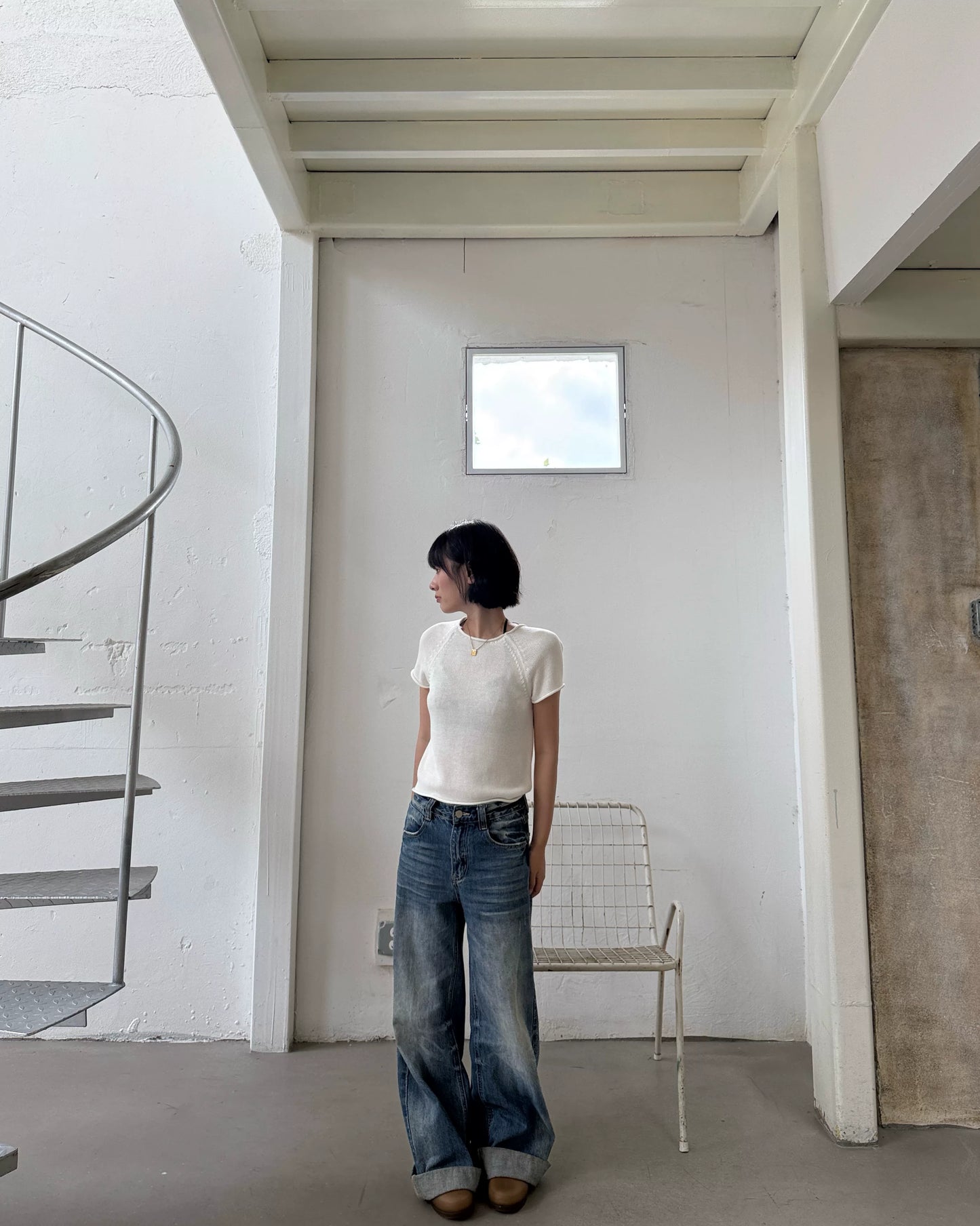 minimal short sleeve knit top 3color【NINE7004】