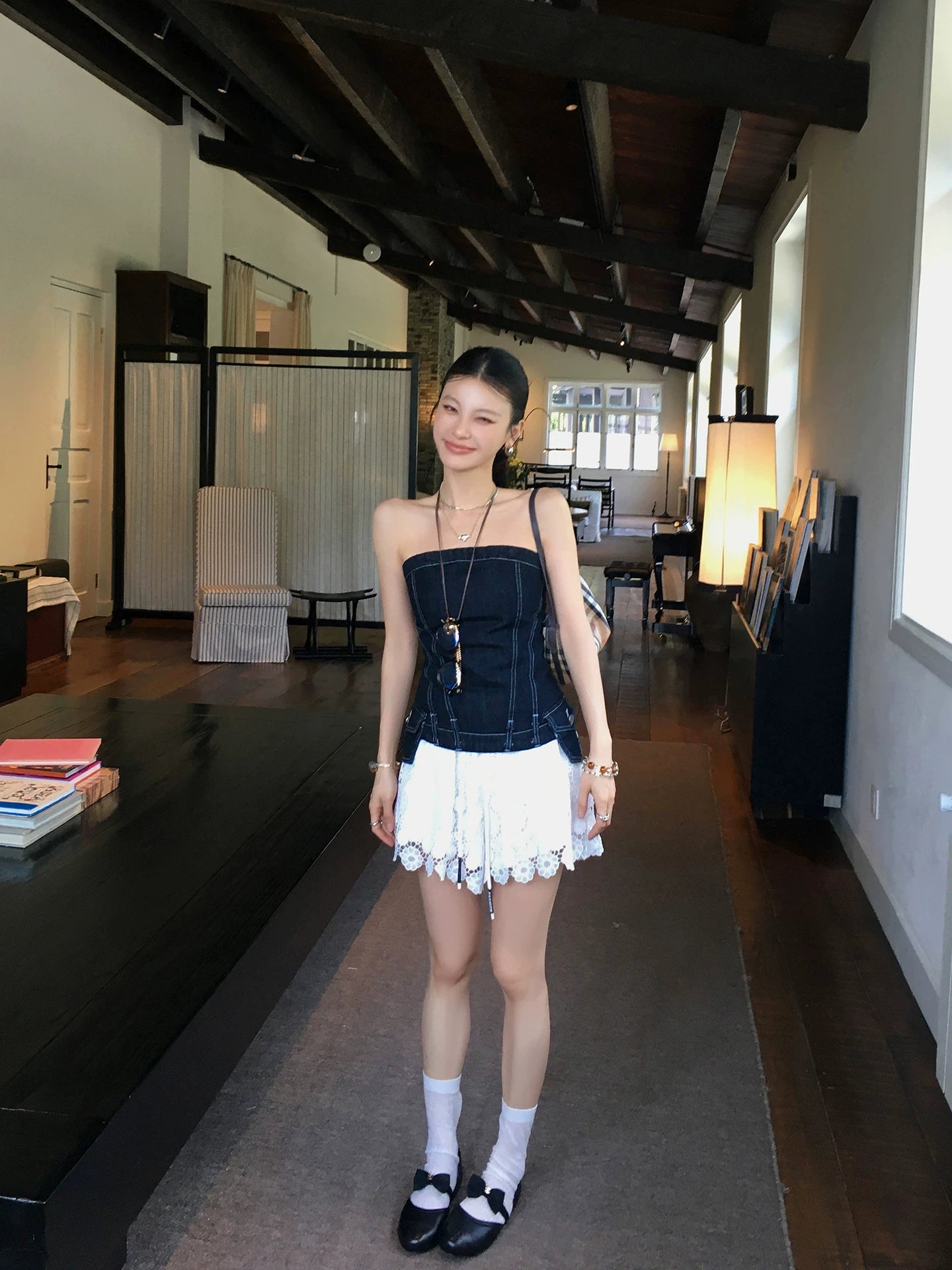 denim bustier corset camisole tops 1color 【NINE7090】