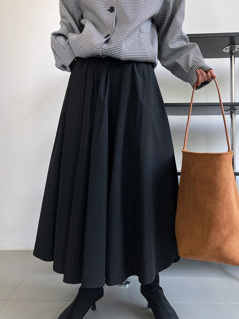 high waist gathered flare skirt 3color 【NINE7253】