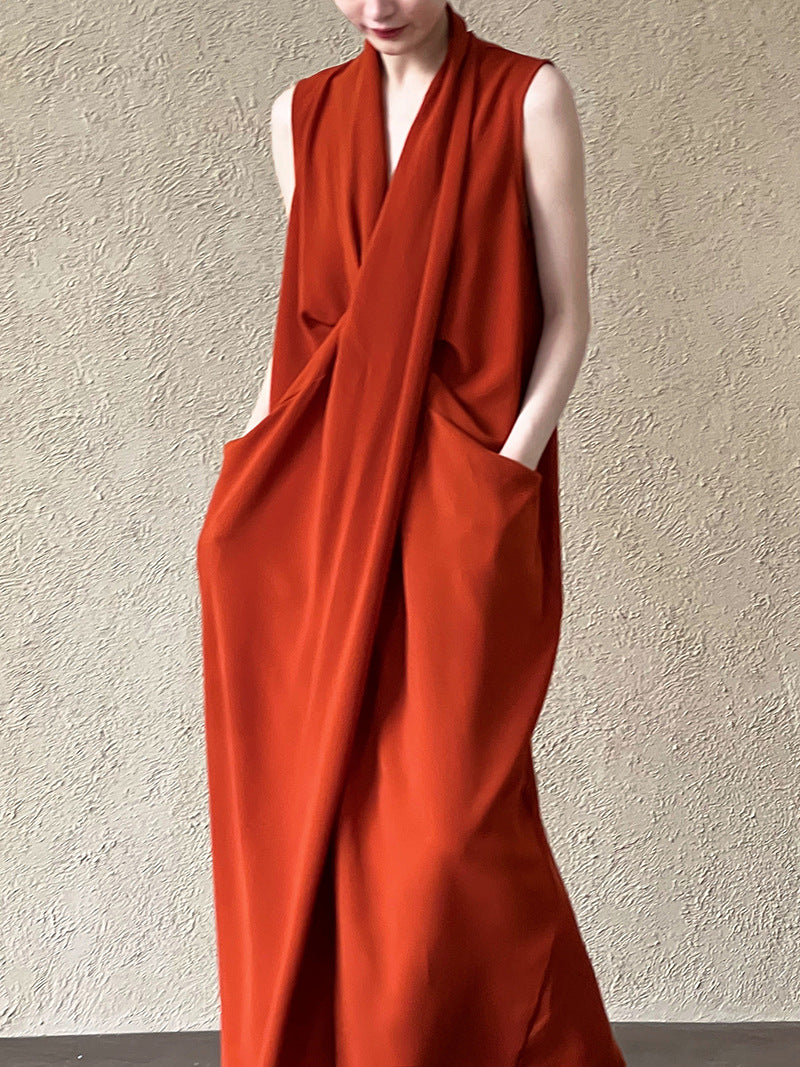 draped sleeveless maxi dress 2color 【NINE7231】