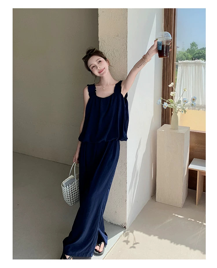 sleeveless cami wide pants setup 1color 【NINE7133】