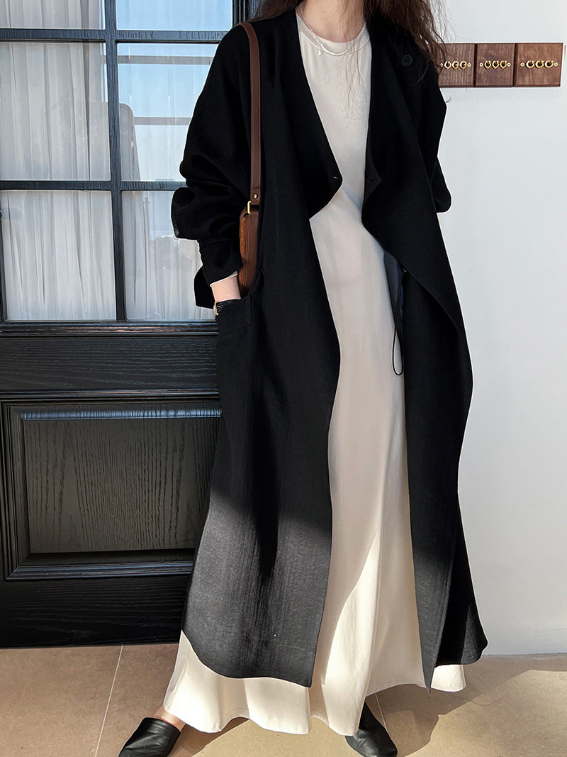 drape collar trench long coat 2color 【NINE7250】