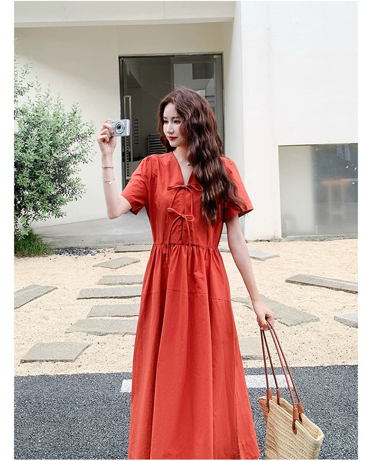 vneck aline french dress 1color 【NINE7135】