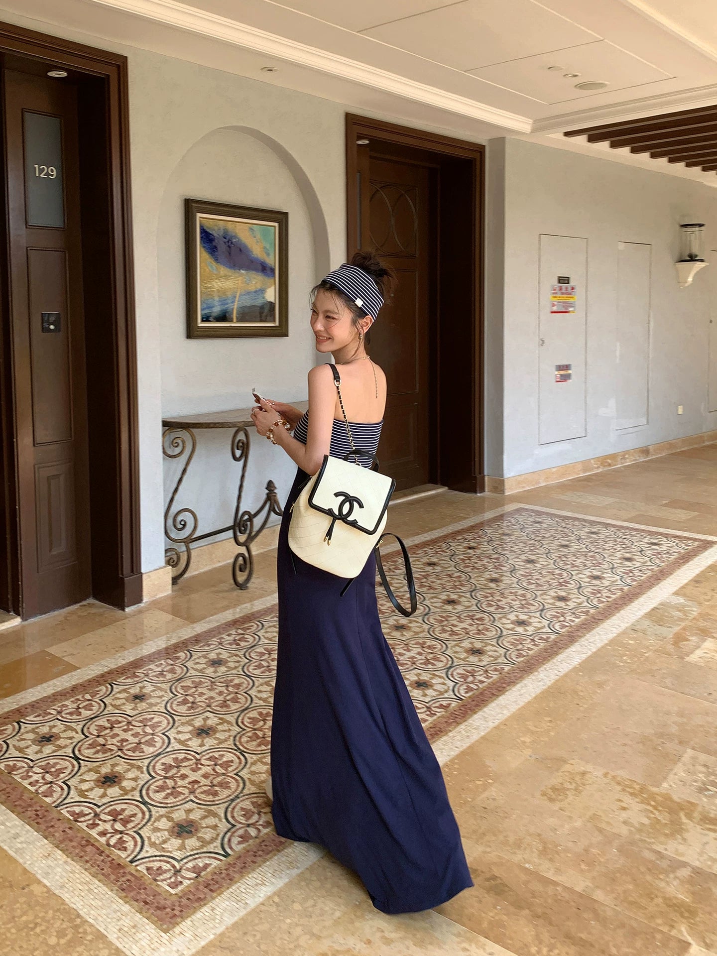 stripe tube top long dress 1color 【NINE7093】