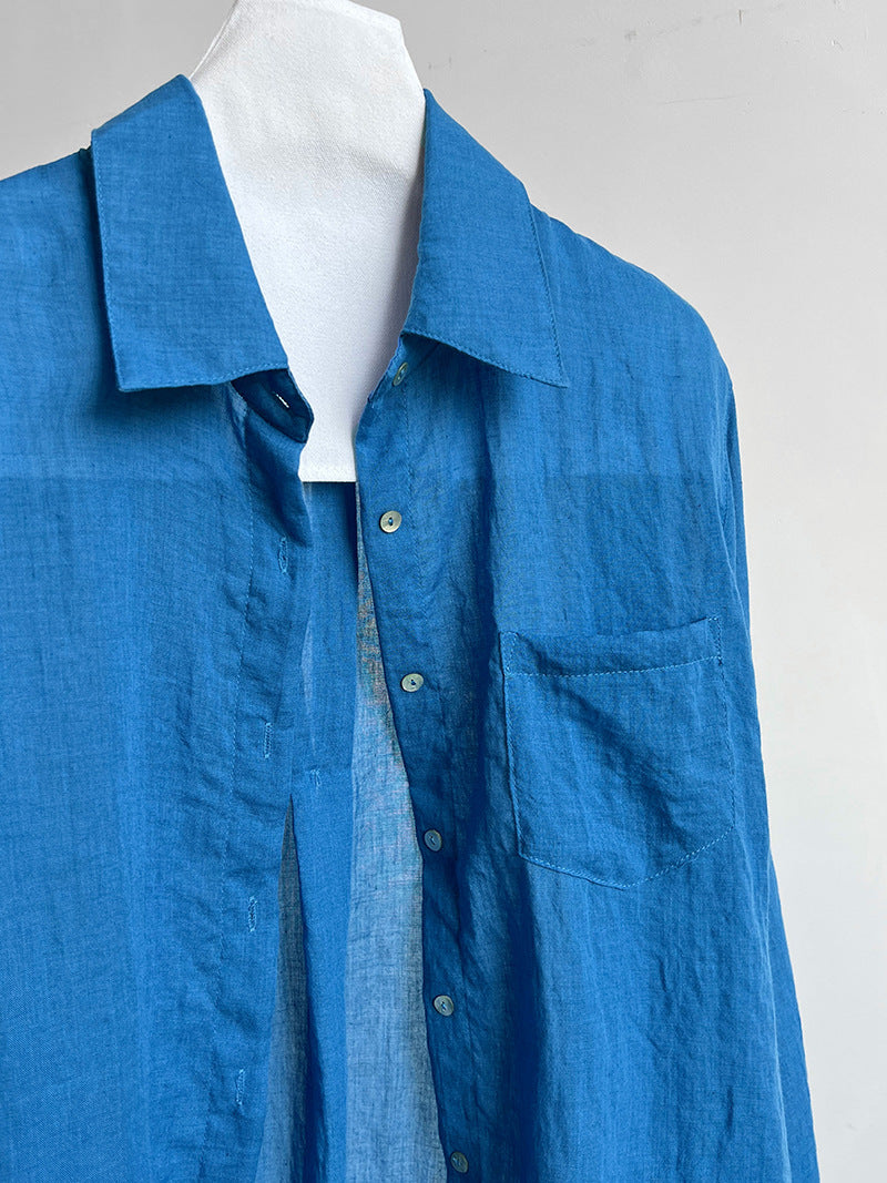 casual loose linen long shirt 2color 【NINE7233】