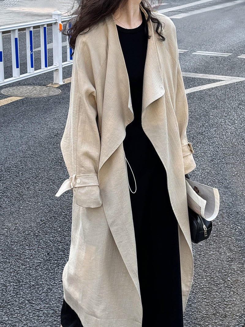 drape collar trench long coat 2color 【NINE7250】