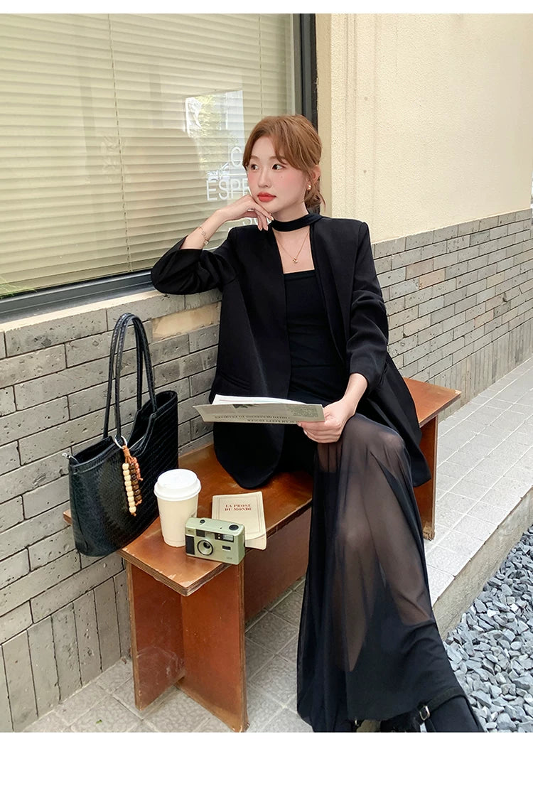 sheer dress tailored jacket setup 1color 【NINE7128】